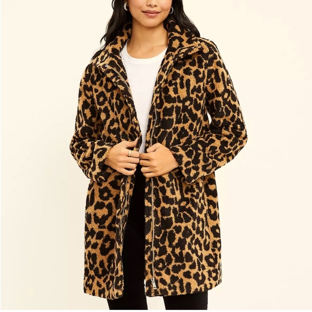 LOFT Leopard Print Teddy Jacket